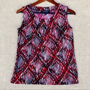 Kasper Red Black Grey Sleeveless Knit Dress Top S